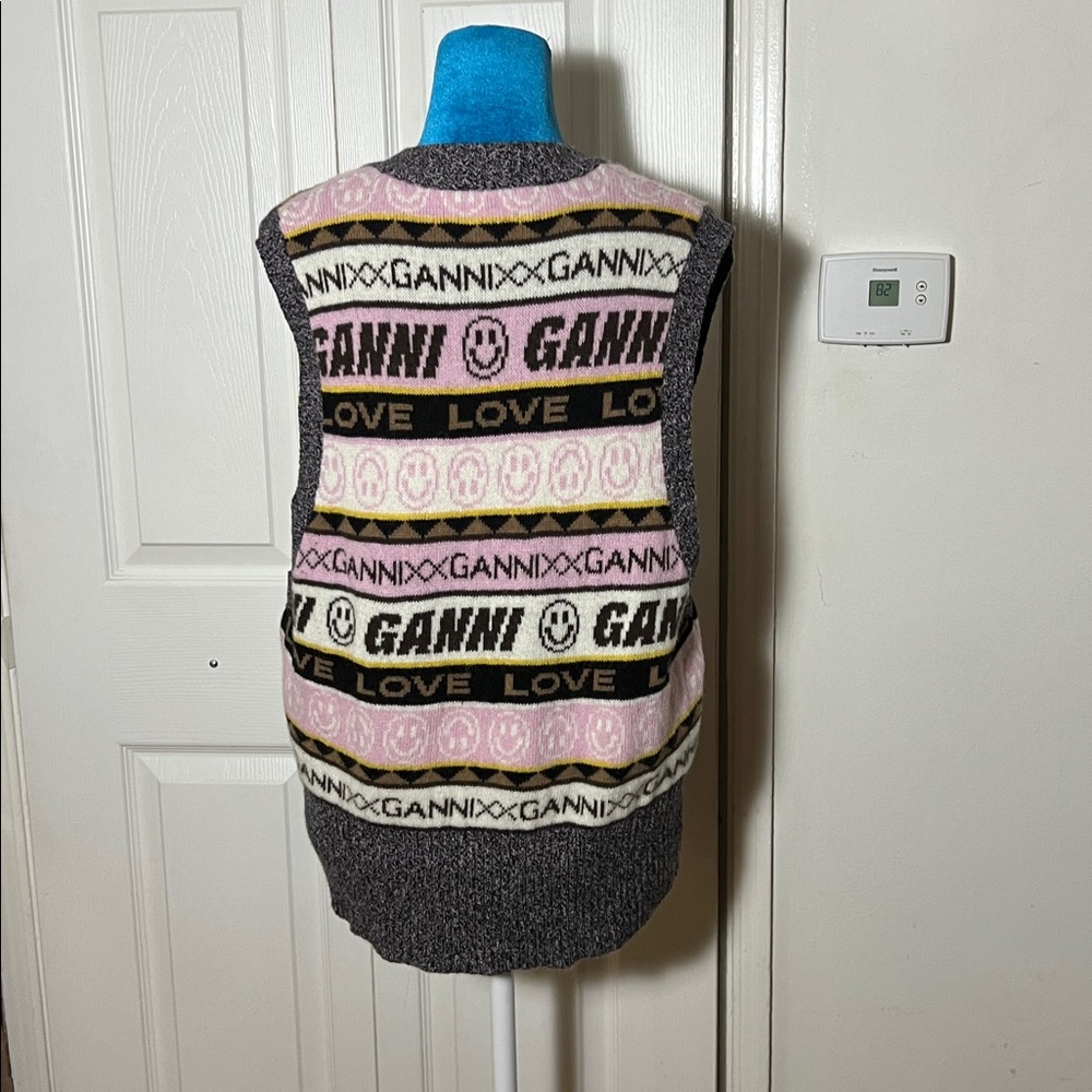 GANNI Multicolor Knit Sweater Vest Women’s Large - Picture 4 of 8